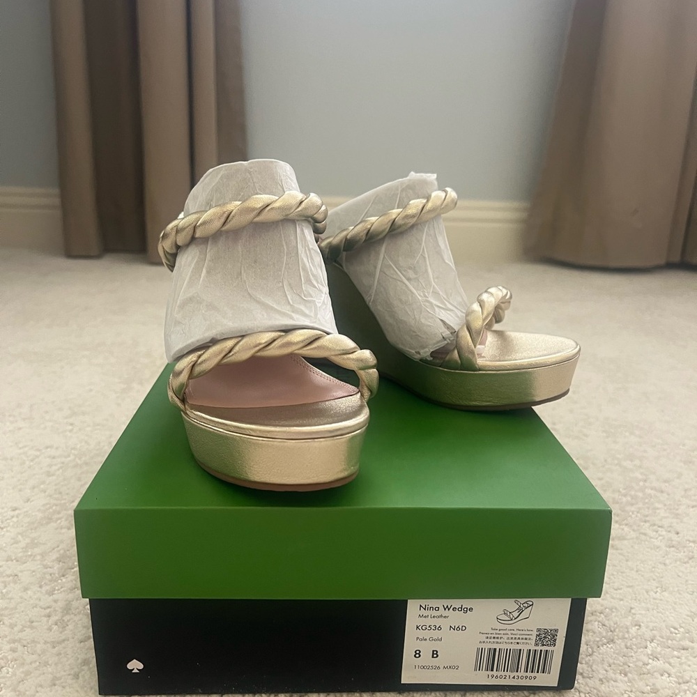 NWT Kate Spade Gold Wedge Sandals